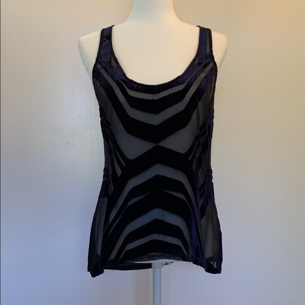 Sanctuary Sheer Blue Velvet Art Deco Tank XS